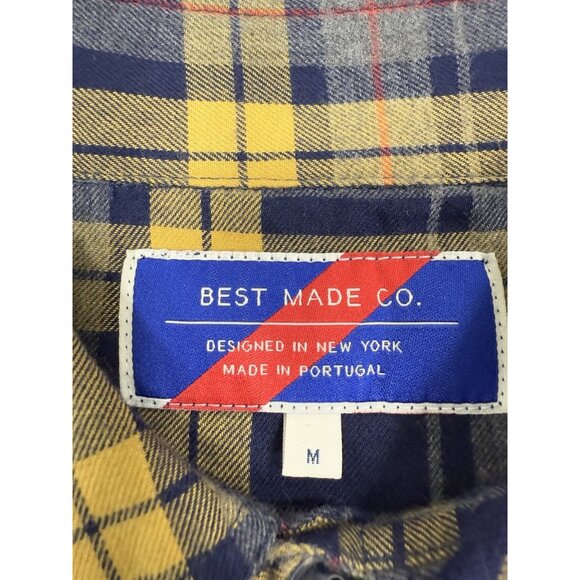 Best Made Co Mens Flannel Shirt Sz Medium Plaid Button Up Cotton Elbow Patches - Picture 9 of 14